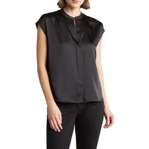 Vince 'Satin' Black Sleeveless Shell Tank Size S